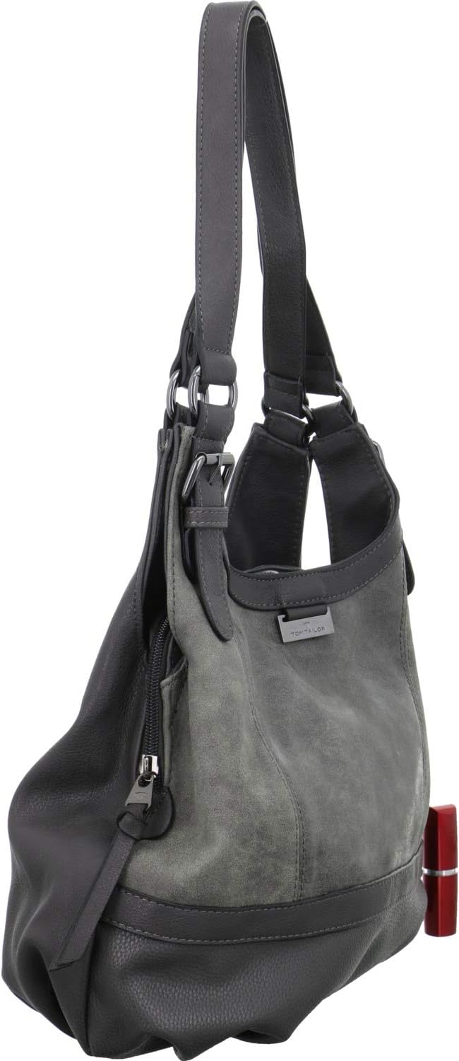 TOM TAILOR bags Juna Damen Shopper Umhängetasche Reissverschluss Klein 31 x 14 x 29 Grau, 31 x 14 x
