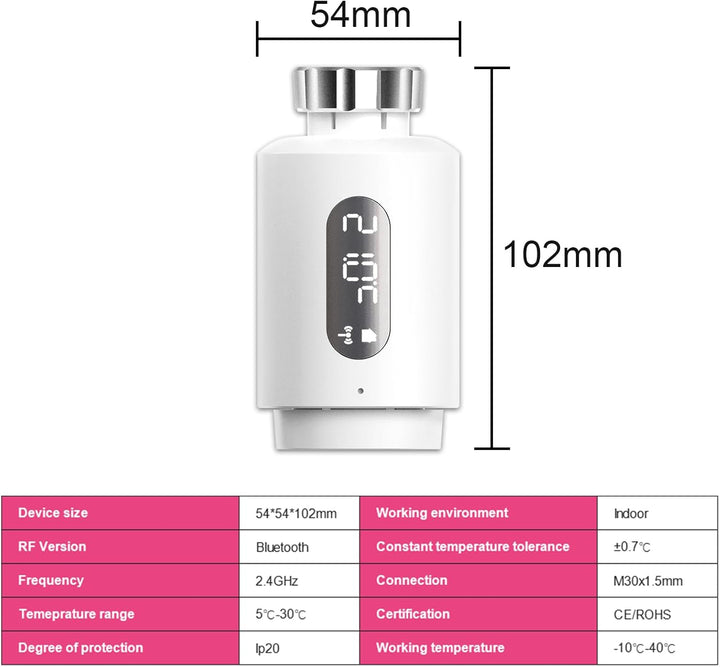 Smart Heizkörperthermostat mit APP ANTELA Digitales Display zur Kontrolle der Heiztemperatur, Kompat