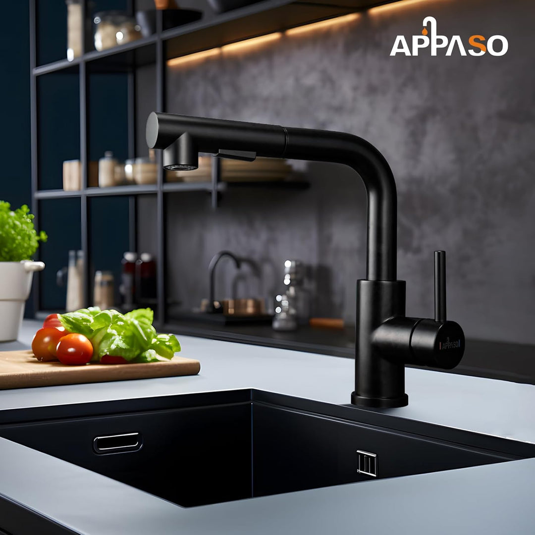 APPASO Wasserhahn Küche, Küchenarmatur mit Brause Ausziehbar für die Küche, Einhebel Ausziehbarer Sp