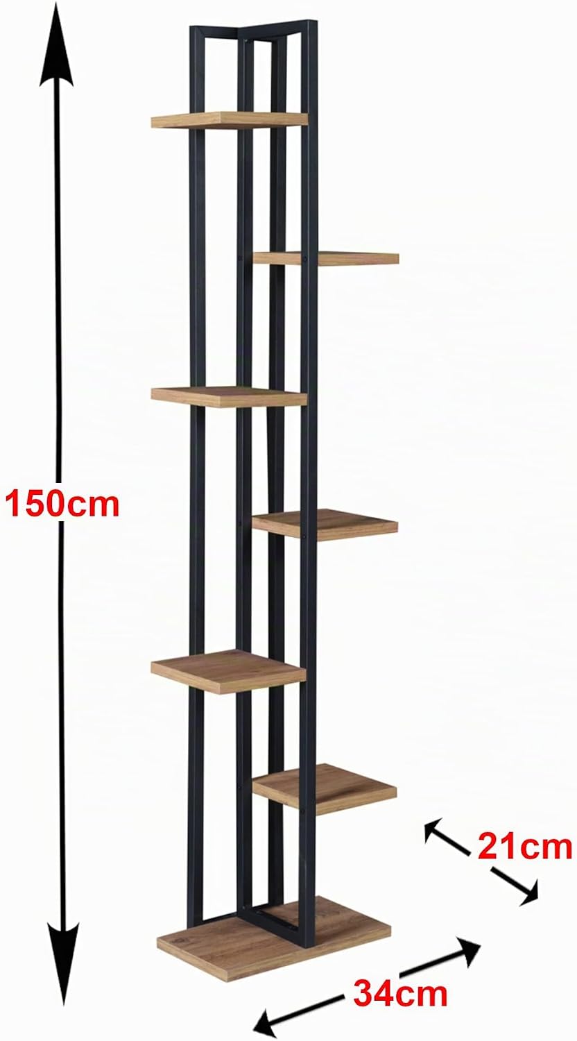 [en.casa] Blumenständer Somero 7 Ebenen Blumenregal 150 x 34 x 21 cm Pflanzenständer Indoor Pflanzen