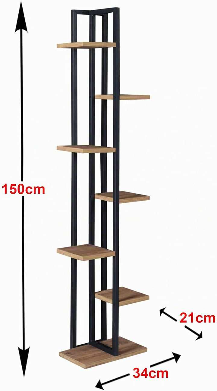 [en.casa] Blumenständer Somero 7 Ebenen Blumenregal 150 x 34 x 21 cm Pflanzenständer Indoor Pflanzen