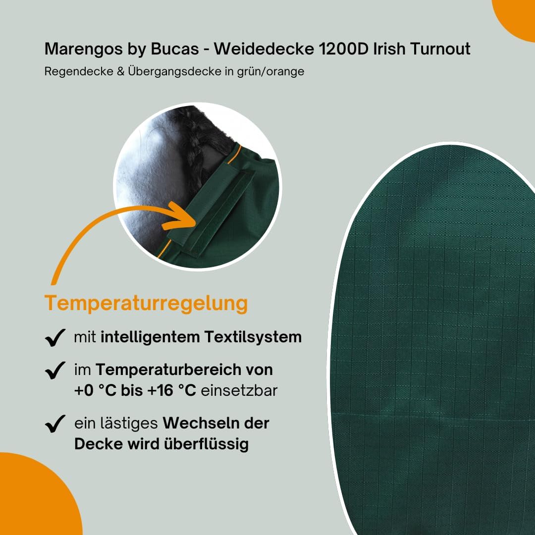 Marengos by Bucas - Weidedecke 1200D Irish Turnout | als Regendecke & Übergangsdecke | wasserdichte