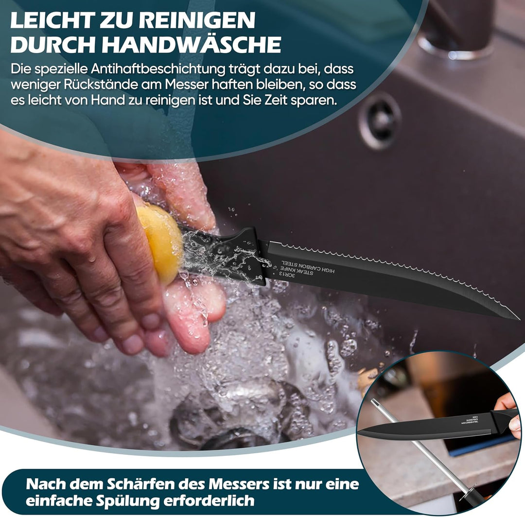 Homikit Messerblock Set, 15-tlg Edelstahl Messer Küchenmesser mit Wetzstahl, Messerblock mit Messers
