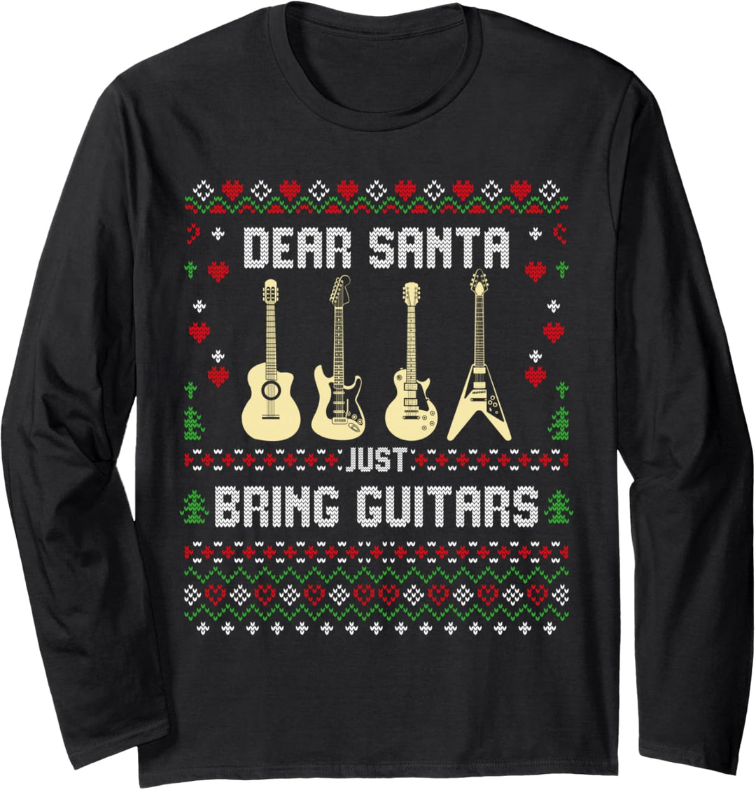Weihnachtspullover für Gitarren, Gitarristen, Weihnachten, Bassspieler Langarmshirt