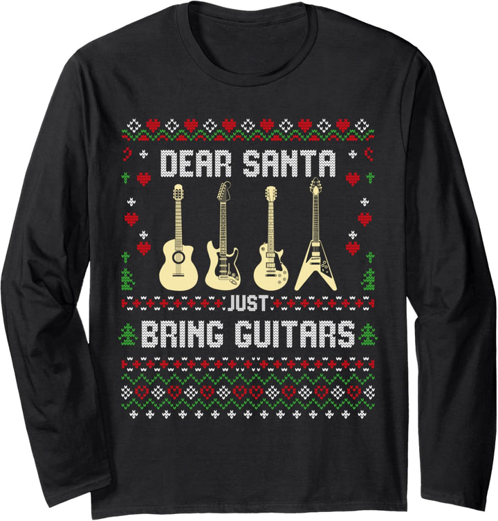 Weihnachtspullover für Gitarren, Gitarristen, Weihnachten, Bassspieler Langarmshirt
