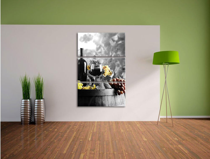 Pixxprint gemischte Auslese an Weintrauben als Leinwandbild/Grösse: 3 Teilig (120x80) cm/Wandbild/Ku