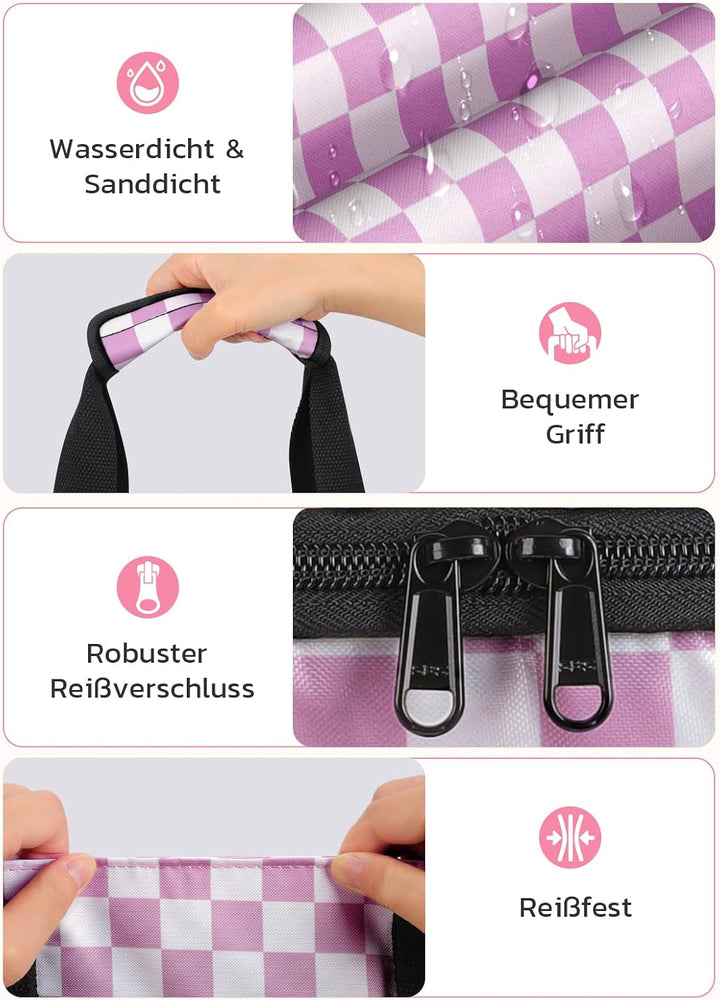 ISEYOU Strandtasche XXL Familie mit Kühltasche, Gross Strandtasche mit Reissverschluss Wasserdicht S