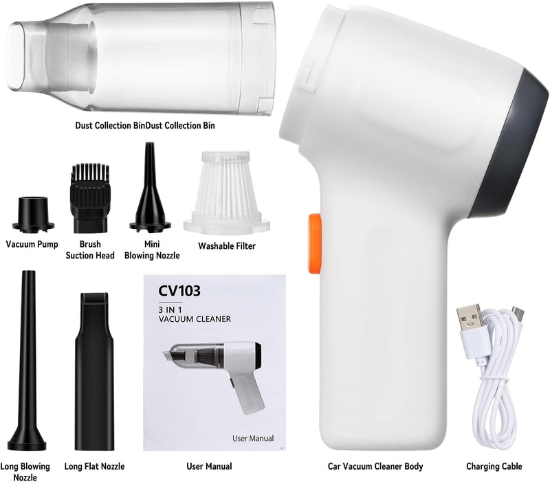 Handstaubsauger, multifunktionaler Auto-Staubsauger, 3-in-1, Staubsaugen, Blasen von Staub, tragbare