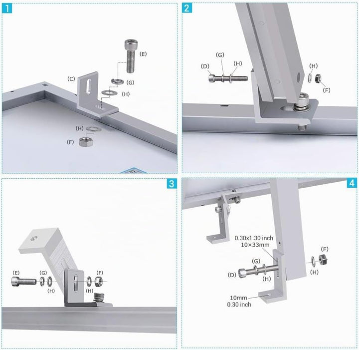 Renogy Verstellbare Solarpanel-Neigungshalterungen unterstützen bis zu 150 Watt Solarpanel für Dach,
