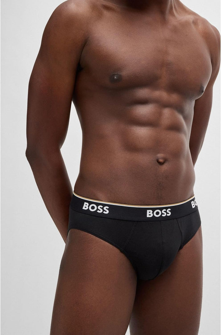 BOSS Herren Brief 3P Power Dreier-Pack Slips aus Stretch-Baumwolle mit Logos am Bund L Open Miscella