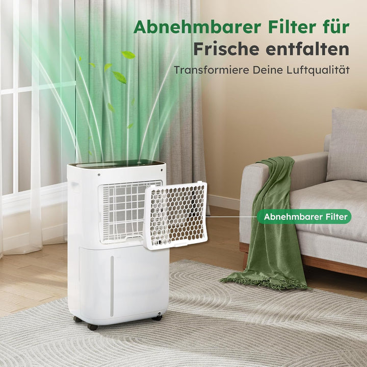 Luftentfeuchter 20 Liter/Tag für Räume von ca. 50 ㎡(120 m³) | Leiser Raumentfeuchter mit Touchpanel,