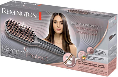 Remington Glätteisen & Haarbürste für eine reduzierte Stylingzeit (Keratin-Keramikbeschichtung mit M