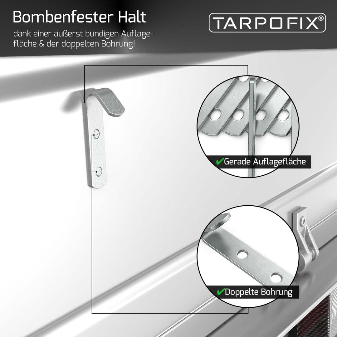 Tarpofix® Planenhaken Netzhaken inkl. Schrauben für Anhänger Plane (20 STK.) - langlebige Abspannhak