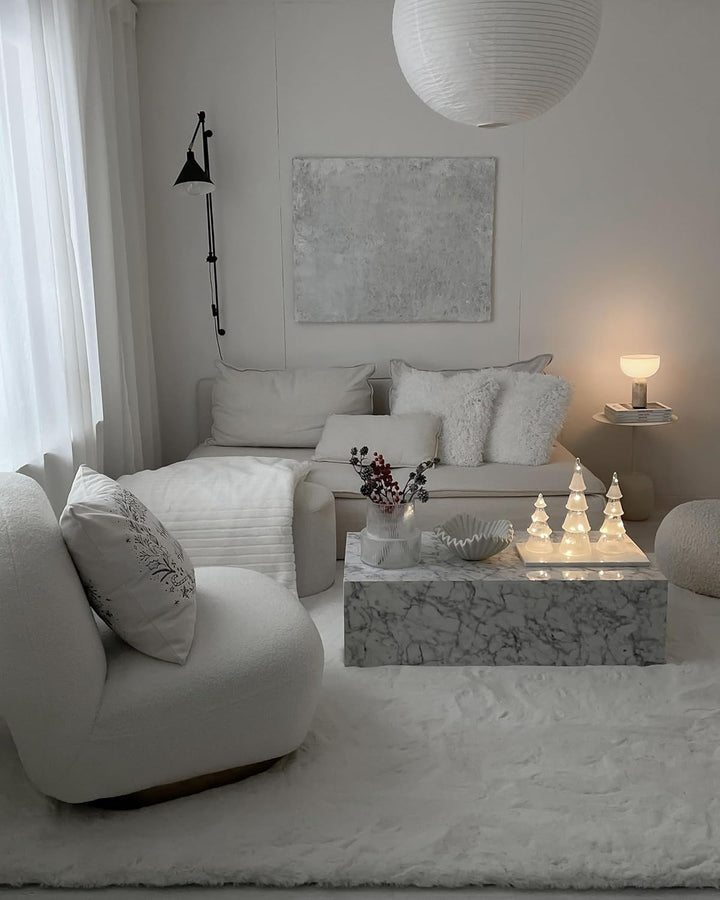 Klassische Kuscheldecke weiss Shaggy Acryl / Polyester Felloptik 150x200 cm Abteh