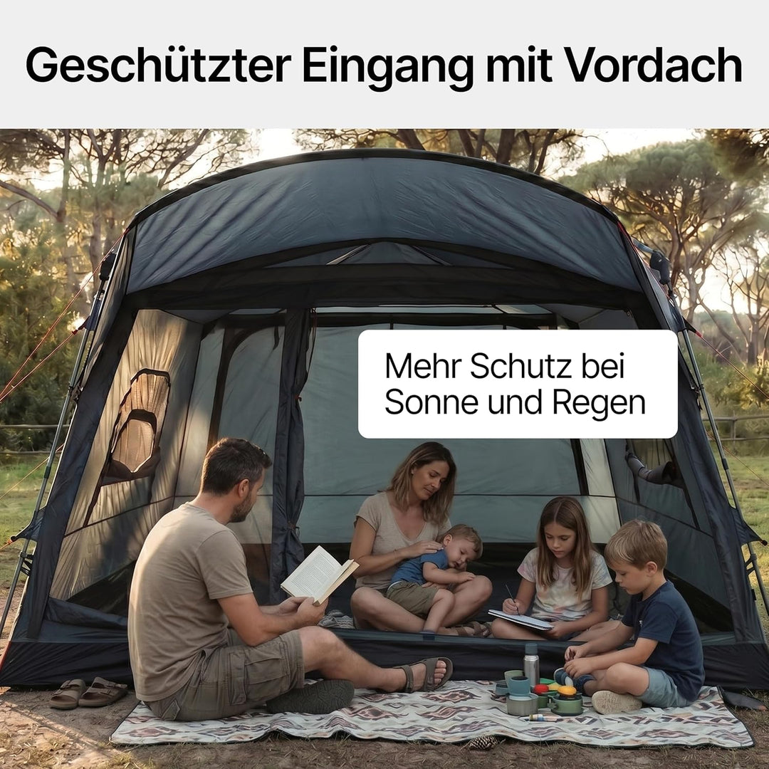 qeedo Quick Villa Familienzelt (für 4 oder 5 Personen) mit Quick-Up Schnellaufbau-System - Wasserdic