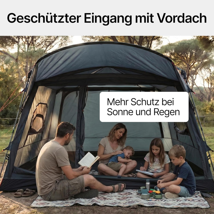 qeedo Quick Villa Familienzelt (für 4 oder 5 Personen) mit Quick-Up Schnellaufbau-System - Wasserdic