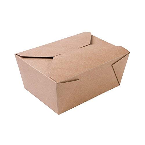 BIOZOYG Speise Box Take Away I Bio Speisebox mit Faltdeckel 1200 ml I Pappschachtel rechteckig I bra