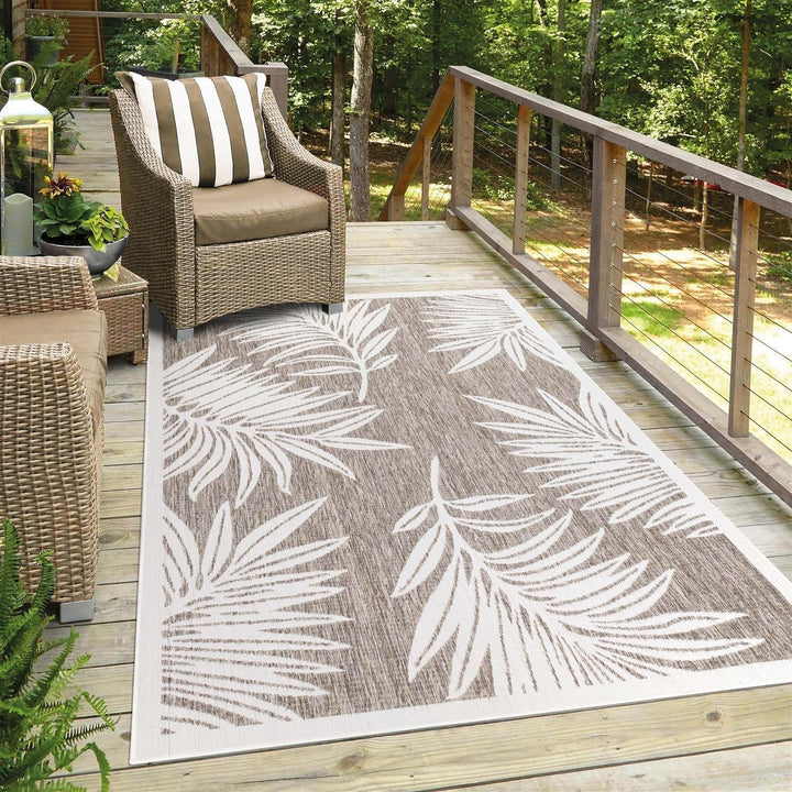 carpet city Outdoor-Teppich Wetterfest Balkon Terrassen - Beige in 160x230 cm - Deko Teppiche Aussen