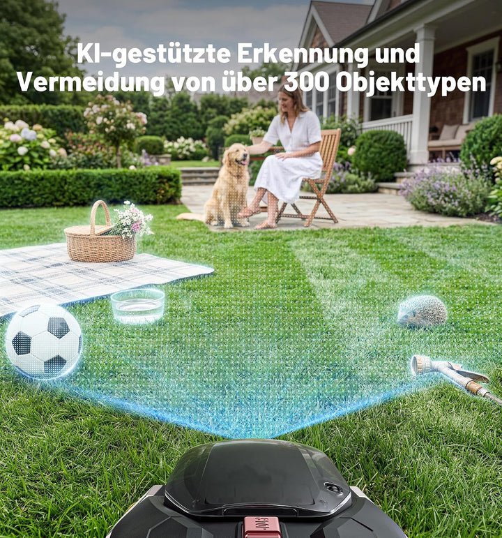 N500 KI-Vision Mähroboter Ohne Begrenzungskabel für 500 m², ohne RTK &amp; KI-Hinderniserkennung, U-förm