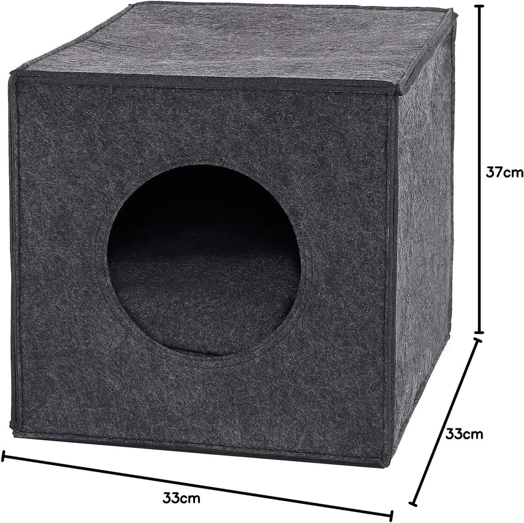 lionto Katzenhöhle aus stabilem Filz passend für Kallax Regale & andere Regalsysteme, 33x37x33 cm, K