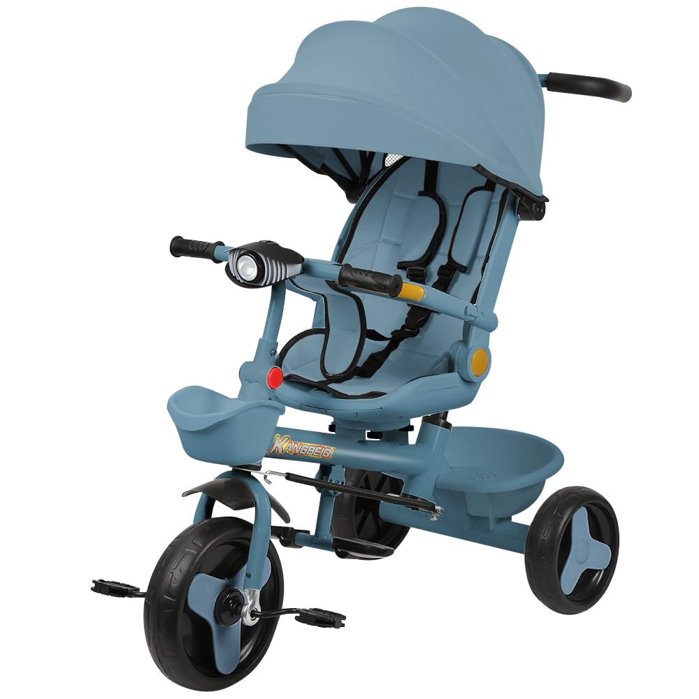 Multi-Funktions-Kinderdreirad, Dreirad 5 in1, Kleinkind-Dreiräder-Kinderwagen, mit Verstellbarem Sch
