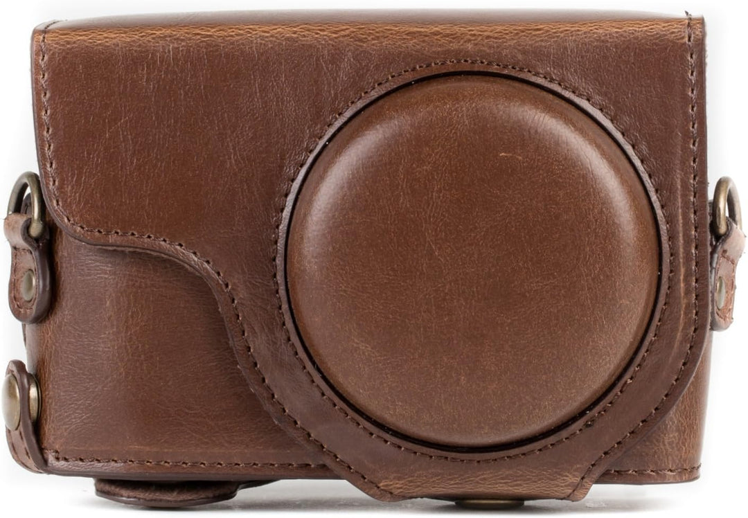 MegaGear MG1259 Panasonic Lumix DC-TZ95, DC-TZ90 Ever Ready Leder Kamera-Case mit Trageriemen - Dunk