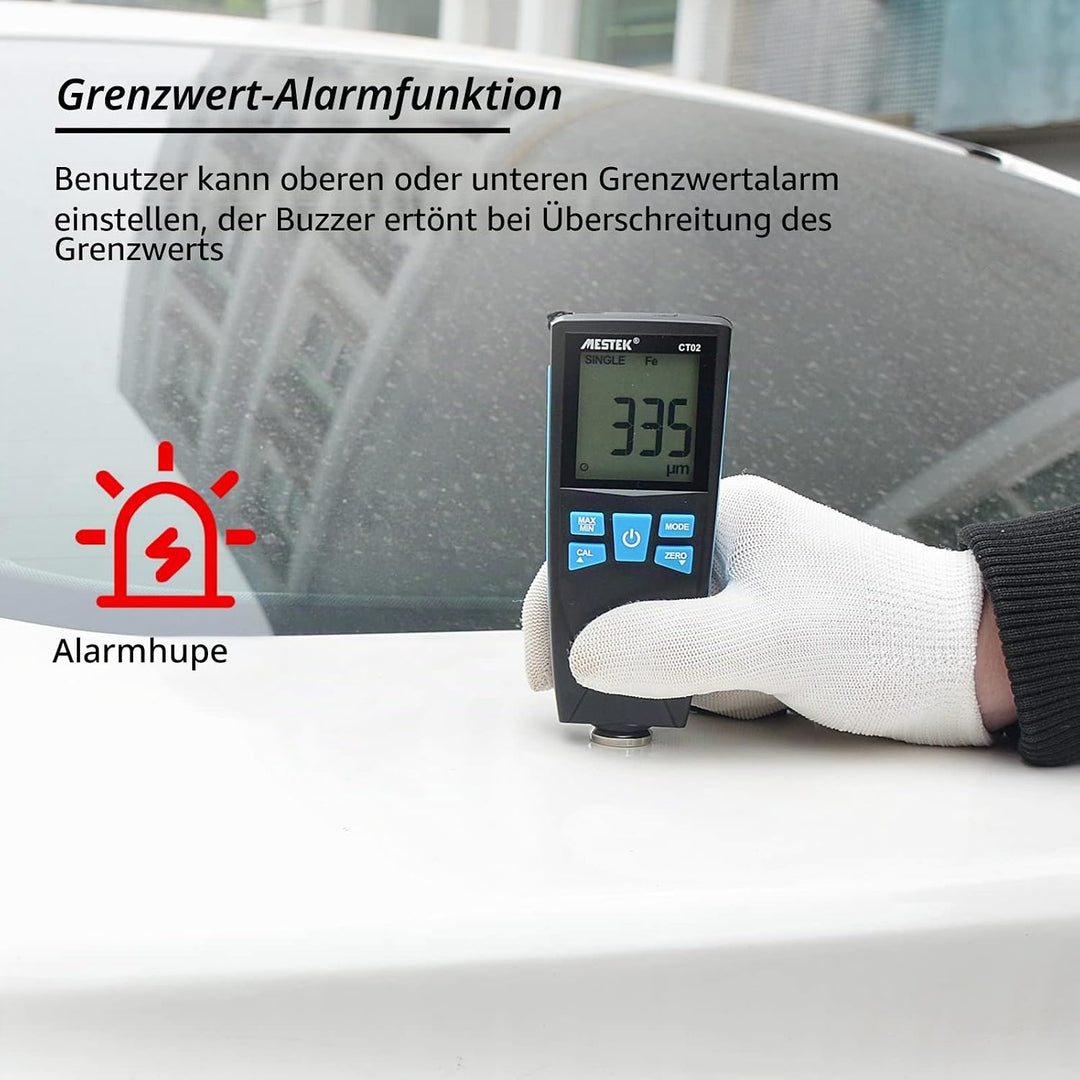 Schichtdickenmessgerät Lackschichtenmesser MESTEK Lacktester 0-1500um mit LCD-Display 2 Messmodi Hoc