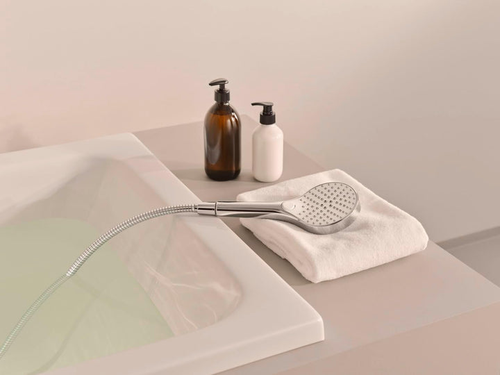 HANSA VIVA Breiter Duschkopf mit 3 Strahlarten I Handbrause Dusche | Dreistrahlig mit Druckknopf Ums