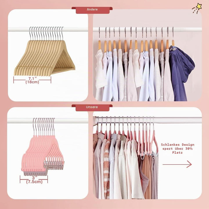 Stormix Baby Kleiderbügel, 14er-Pack Hosenbügel mit Clips, 30 cm rutschfeste Kleiderbügel, Robuste K