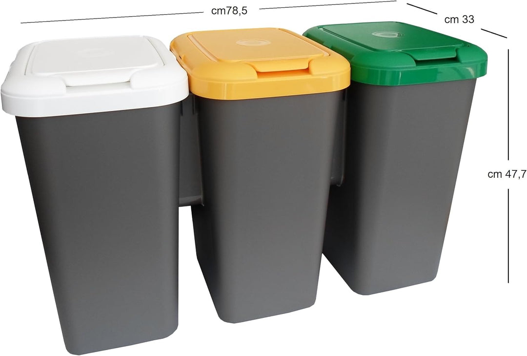 Tontarelli IN7135 Abfalleimer aus Kunststoff, 75 l Triple 75 Litros, Triple 75 Litros