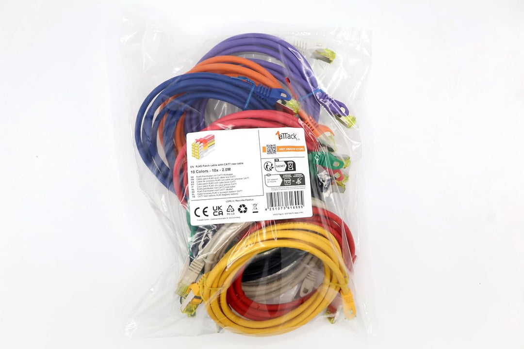 Cat.7 Netzwerkkabel 2m 10 Farben 10 Stück Cat7 Ethernetkabel Netzwerk LAN Kabel Rohkabel 10 Gb s SFT
