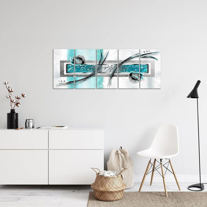 Runa Art Bild Abstrakt Wandbilder auf Vlies Leinwand 5 Teilig Wanddekoration Wohnzimmer Schlafzimmer