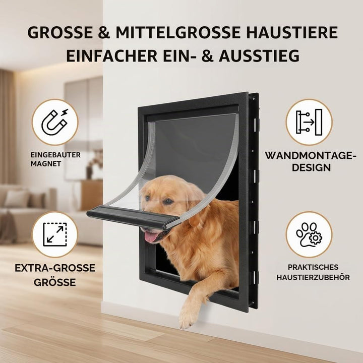 Magnetische Haustiertür für Grosse Hunde, Zwei-Wege-Eingang, Einfache Installation, Schwarz