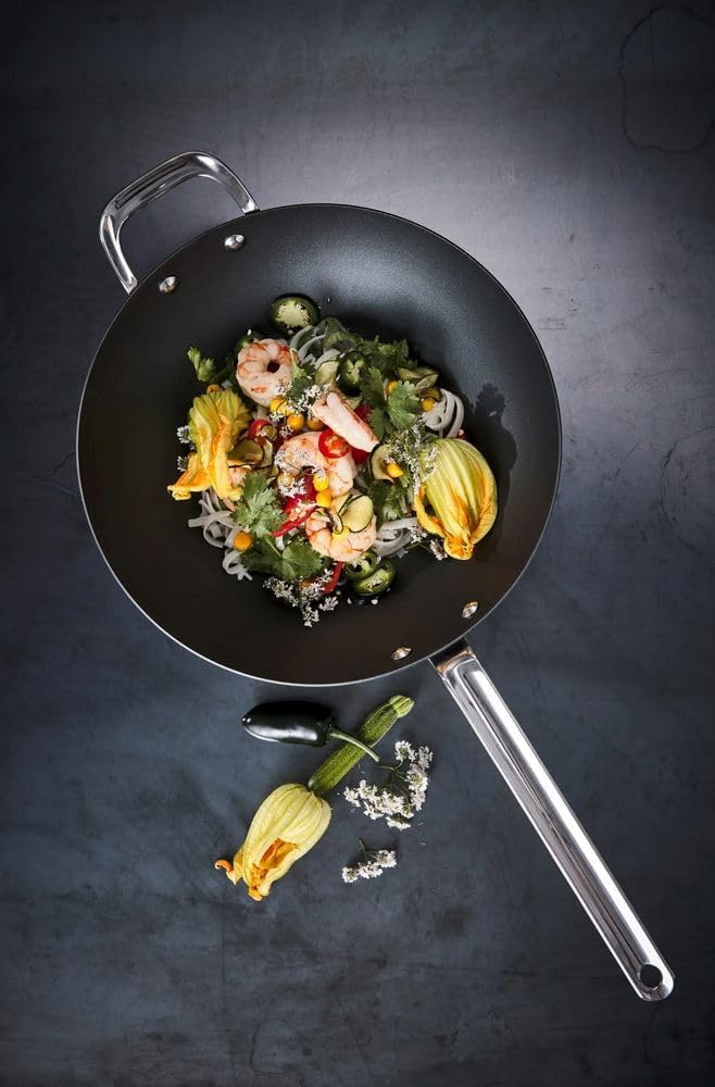 SCANPAN TechnIQ Wokpfanne Induction 30 cm | Multifunktionale Wok-Pfanne mit extra-grosser Bratfläche