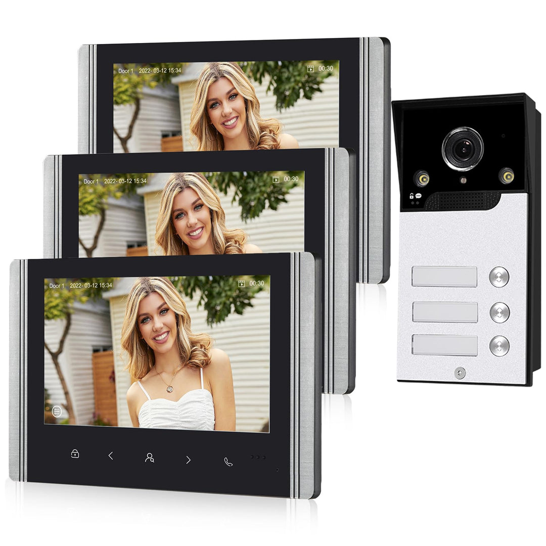 FTes RFKits WLAN Wireless Video Türsprechanlage,1080P Aussenkamera,7 Zoll Touchscreen Wireless Monit