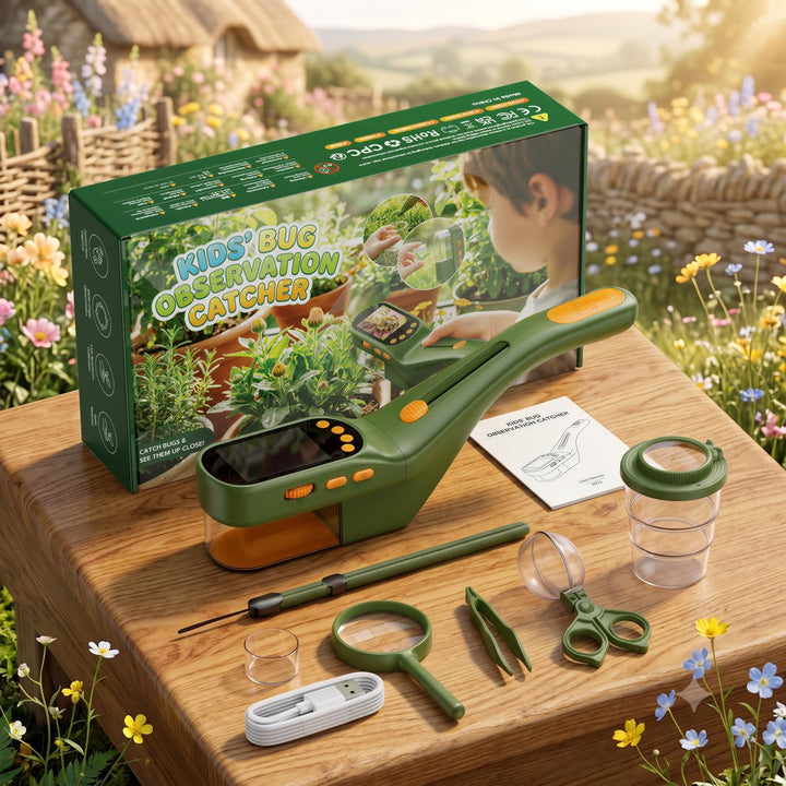 3-in-1 Insektenfänger für Kinder, Mikroskop für Kinder mit 2,4-Zoll-IPS-Display, 500X Vergrösserung
