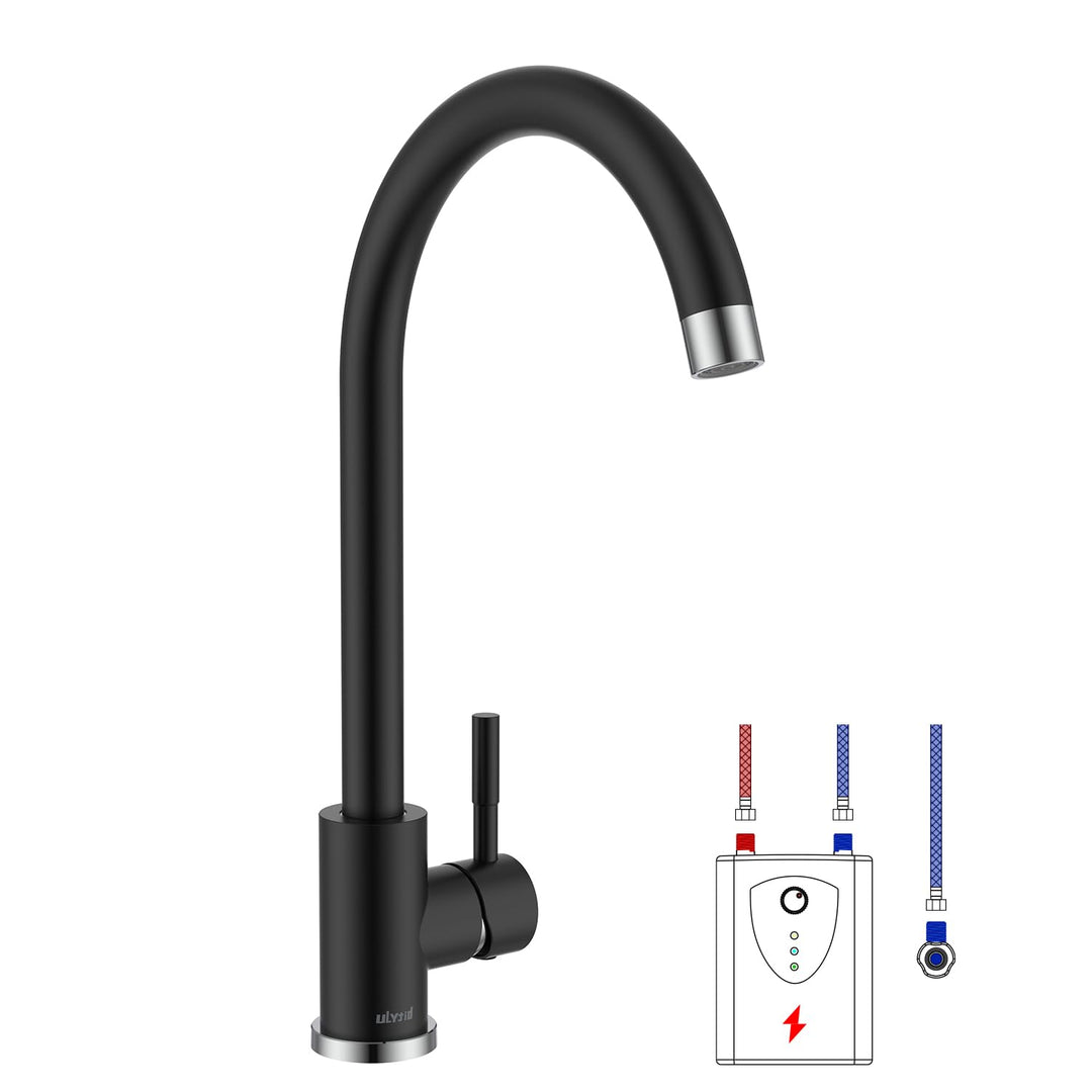Ulytid Niederdruck Armatur Küche, Edelstahl Wasserhahn Küche, Spültischarmatur Küchenarmatur mit 360