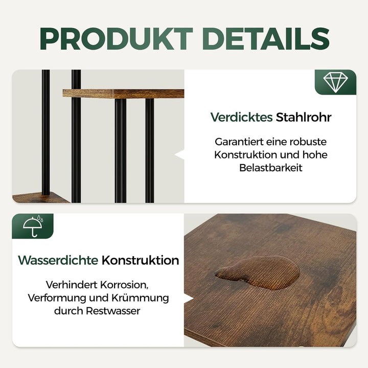 Bamworld Pflanzenständer Blumenständer für Draussen 5 Etagen Pflanzenregal Blumentreppe Metall Outdo