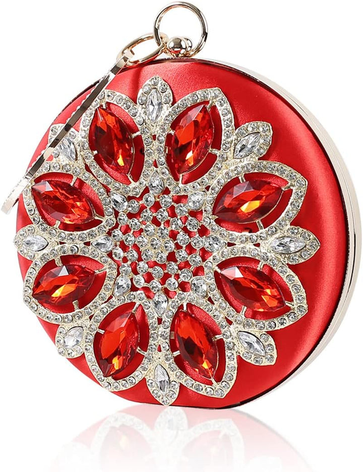 CORIOS Damen Strass Abendtasche Elegant Rund Brauttasche Diamant Clutch Bag Luxus Handgelenktasche A