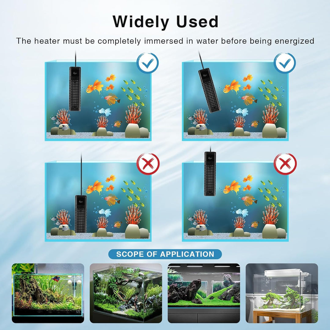AQQA Aquarium Heizung, 300W/500W/800W/1000W/1200W Tauchheizung für Aquarien mit LED-Digitalanzeige &