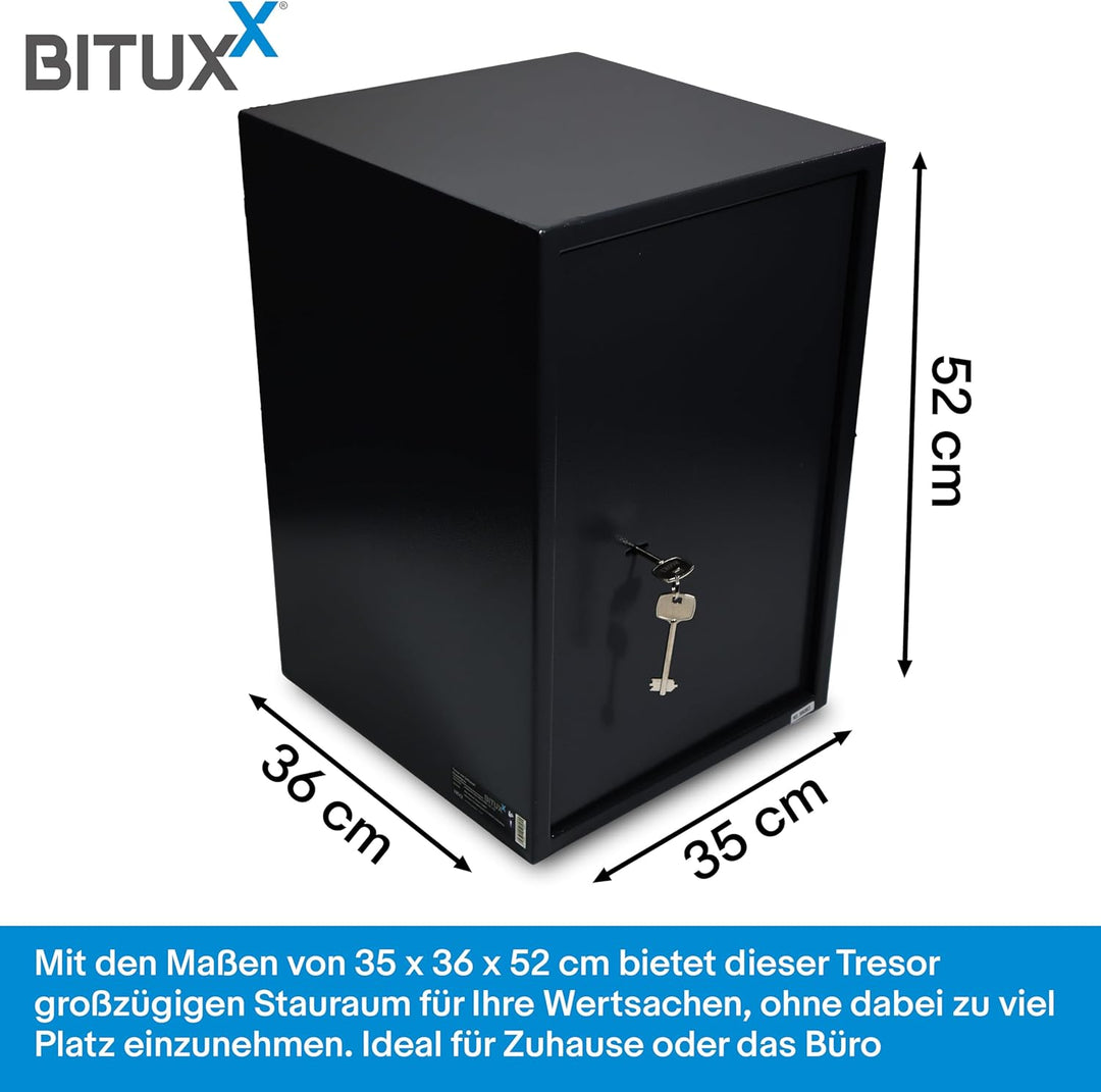 BITUXX Tresor Möbeltresor Safe Aktentresor Sicherheitstresor Abschliessbar mit Schlüssel für Büro un