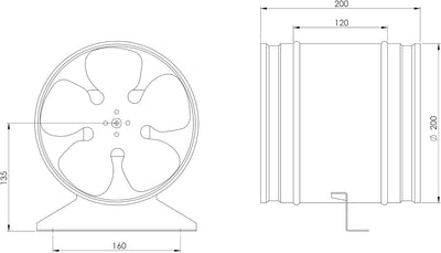 EUROPLAST Ø 200mm Axial Rohrlüfter Rohrventilator Axiallüfter Wickelfalzrohr Zuluft - Abluft Lüfter