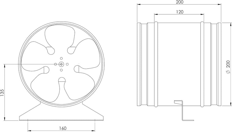 EUROPLAST Ø 200mm Axial Rohrlüfter Rohrventilator Axiallüfter Wickelfalzrohr Zuluft - Abluft Lüfter