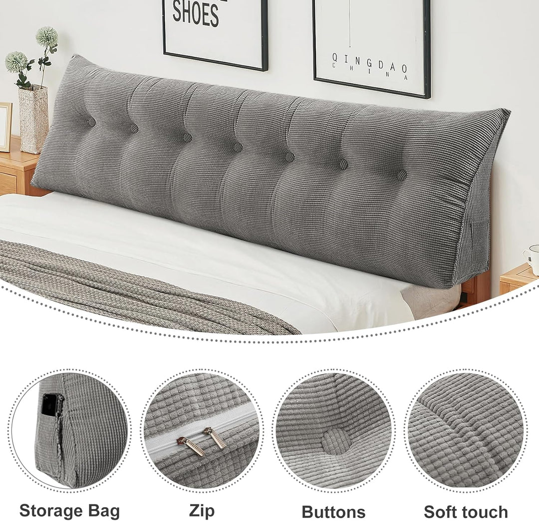 OHMG 120/140/160/180/200 cm Lesekissen für Bett, Rückenkissen, Sofakissen, dreieckiges Kopfteil, Sof