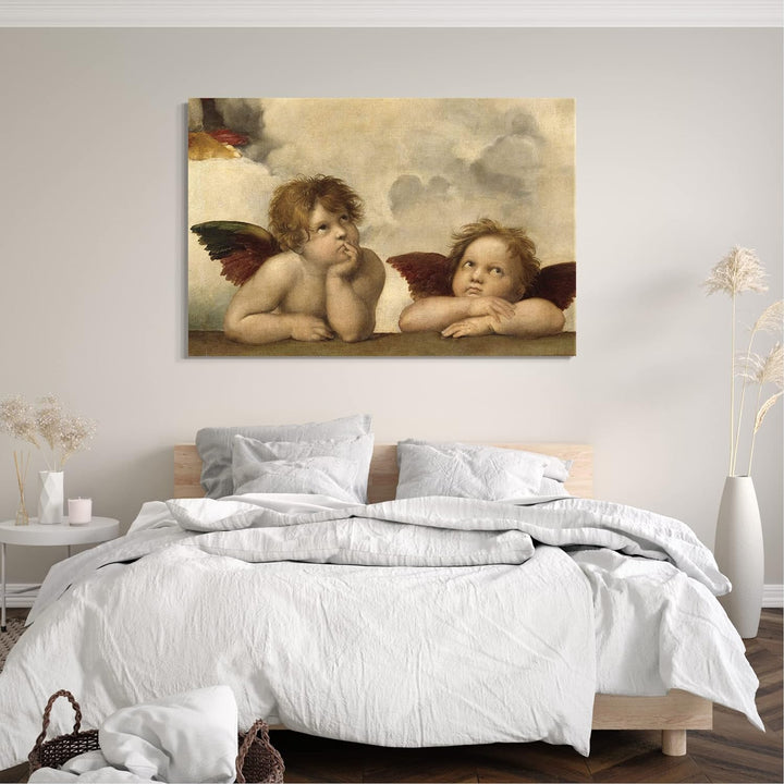 Printed Paintings Leinwand (60x40cm): Raphael - Sixtinische Madonna, Zwei Engel 60x40 cm, 60x40 cm