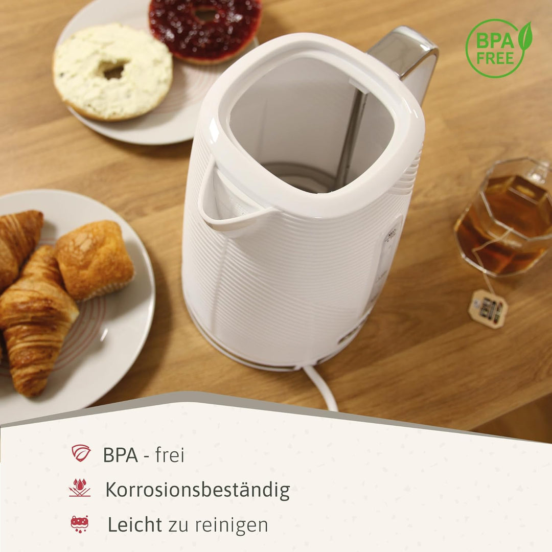 briebe Elegance Toaster Set Breiter Schlitz, 2 Scheiben, 7 Bräunungsstufen + Wasserkocher 1,7L Kabel