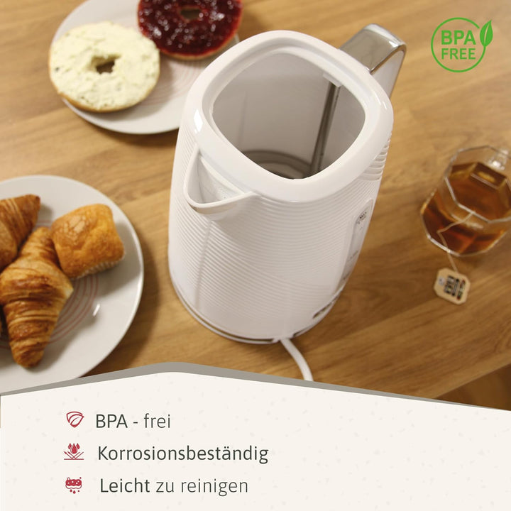 briebe Elegance Toaster Set Breiter Schlitz, 2 Scheiben, 7 Bräunungsstufen + Wasserkocher 1,7L Kabel