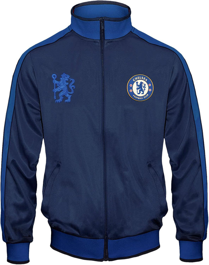 Chelsea FC Herren Retro-Trainingsjacke - Reissverschluss - Polyester L Marineblau, L Marineblau
