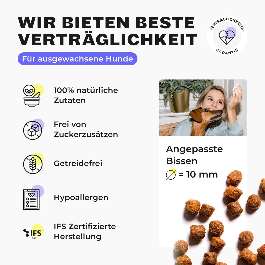 HEY HOLY – Hearty Hunters Trockenfutter für ausgewachsene Hunde mit 40% Rind – 1er Pack (7kg) – Getr