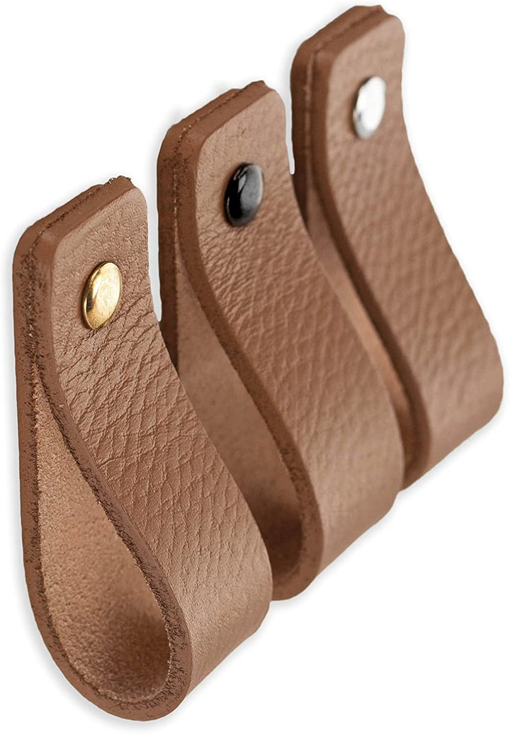 Brute Strength - Ledergriffe für Möbel - Taupe - 4 Stück - 16,5 x 2,5 cm - Schrankgriff, Türgriff fü